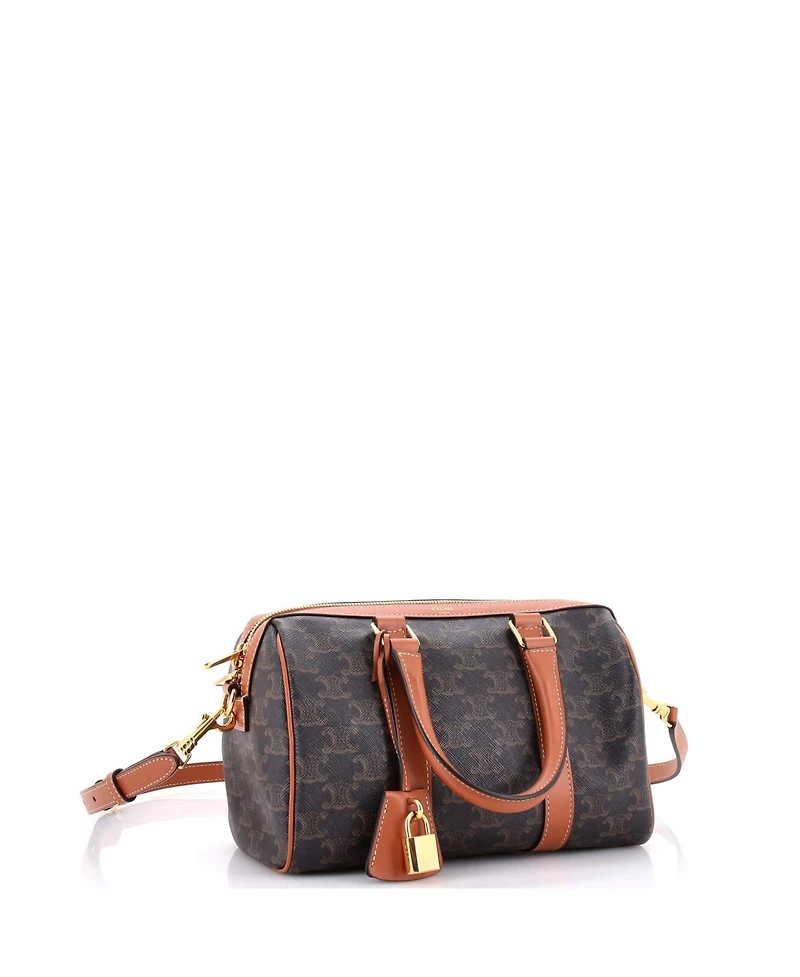 Pre-Owned Celine Medium Boston Bag Triomphe Coated Canvas