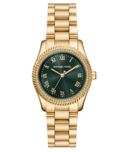 Michael Michael Kors Women's Lexington Three-Hand Gold-Tone Stainless Steel Watch 33mm