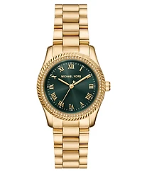 Michael Michael Kors Women's Lexington Three-Hand Gold-Tone Stainless Steel Watch 33mm