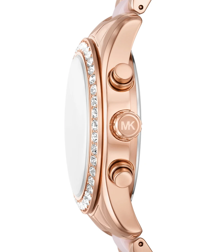 Michael Michael Kors Women's Lexington Chronograph Pink Ceramic and Rose Gold-Tone Stainless Steel Watch 38mm
