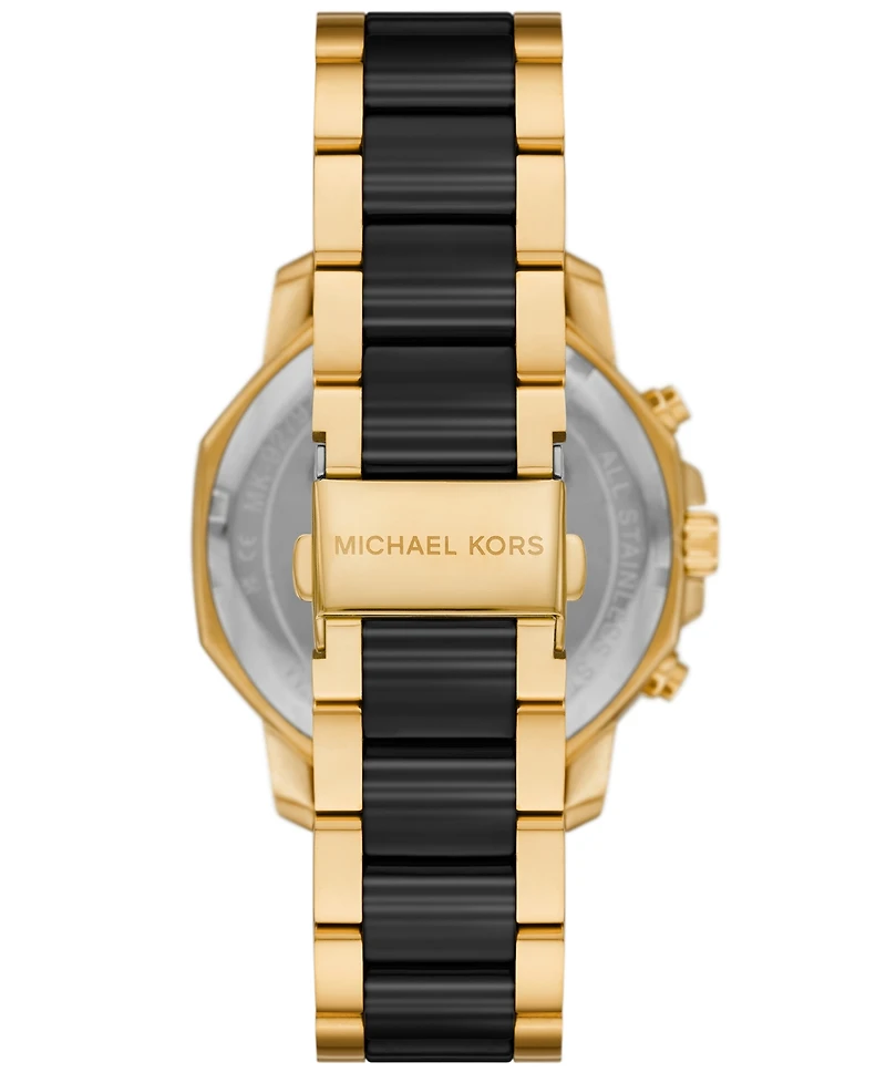 Michael Michael Kors Men's Prescott Chronograph Black Ceramic and Gold-Tone Stainless Steel Watch 44mm