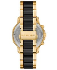 Michael Michael Kors Men's Prescott Chronograph Black Ceramic and Gold-Tone Stainless Steel Watch 44mm