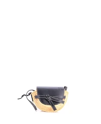 Pre-Owned Loewe Mini Gate Leather Shoulder Leather with Raffia