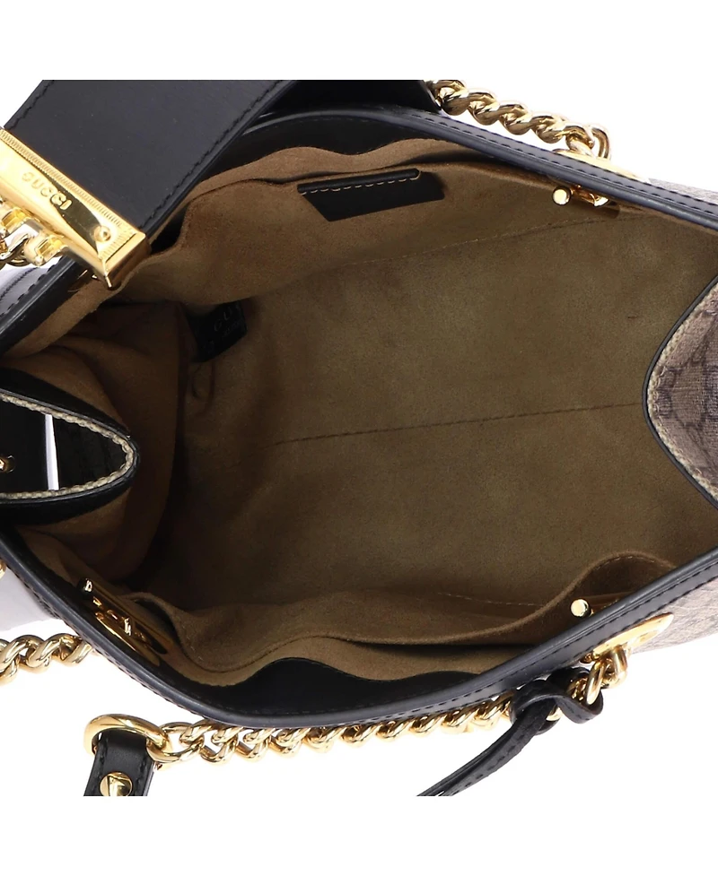Pre-Owned Gucci Small Padlock Chain Tote Gg Coated Canvas with Leather
