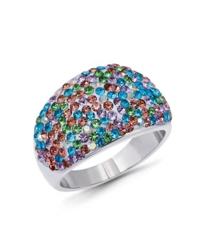 Macys Pave Crystal Fine Silver Plated Dome Shape Ring Collection