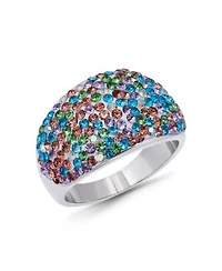 Macys Pave Crystal Fine Silver Plated Dome Shape Ring Collection