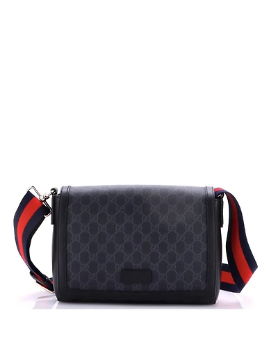 Pre-Owned Gucci Small Web Strap Flap Messenger Bag Gg Coated Canvas
