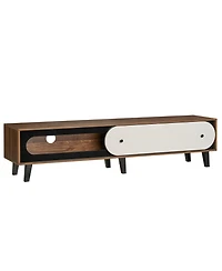 Slickblue Mid-Century Tv Stand for 80" TVs with Sliding Door Cabinet