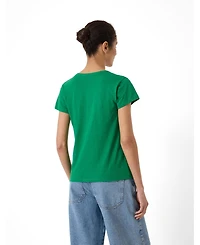 Hush Women's Slim Fit Slub Cotton V-Neck T-Shirt