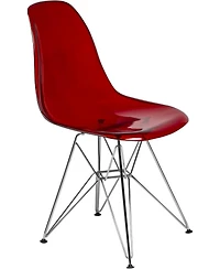 LeisureMod Cresco Acrylic Dining Chair, Modern Chrome Eiffel Base and Curved Back Design, Ergonomic Lightweight Accent Side Chair