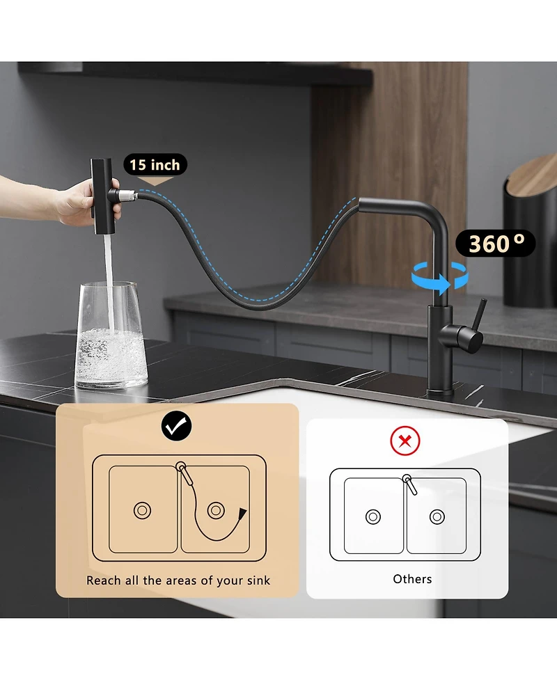 Phying Kitchen Sink Faucet, Kitchen Faucets with Pull out Sprayer,Kitchen Bar Faucet Single Hole Faucet