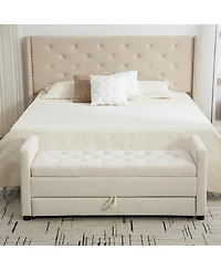 Streamdale Furniture 58" Modern Upholstered Storage Bench with Rolled Arms, Beige