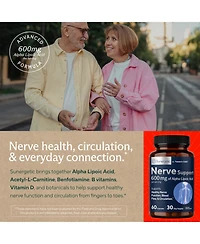 Sunergetic Nerve Support Capsules with Alpha Lipoic Acid, Benfotiamine and B Vitamins, Vegetarian, 60 Count