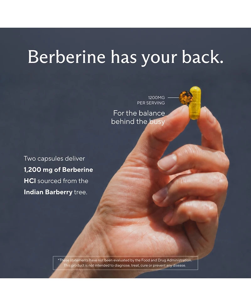Sunergetic Berberine HCl 600mg Capsules, 1200mg Per Serving, Vegetarian, Gluten Free, 120 Count
