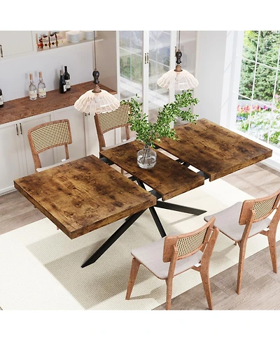 Streamdale Furniture Retro Rectangular Extendable Dining Table with Storage