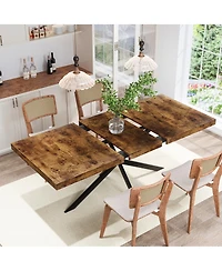 Streamdale Furniture Retro Rectangular Extendable Dining Table with Storage