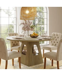 Streamdale Furniture 47-Inch Round Farmhouse Dining Table with Storage Base (Table Only)