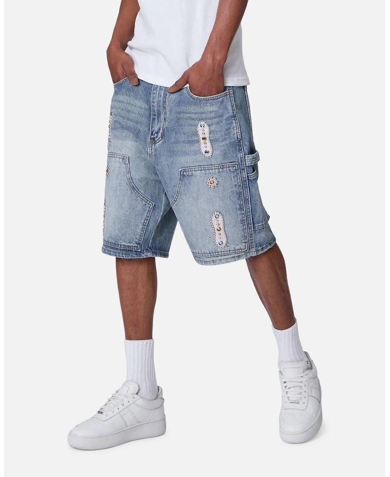 mnml Men's Double Western Jewel Denim Shorts