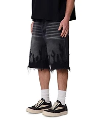 mnml Men's Baggy Flame Denim Shorts