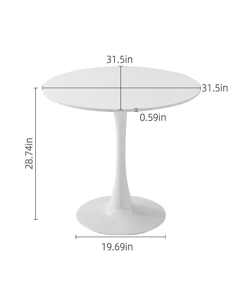Streamdale Furniture 31.5" Modern Round Mdf Dining Table with Matte Iron Base