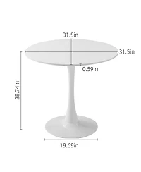 Streamdale Furniture 31.5" Modern Round Mdf Dining Table with Matte Iron Base