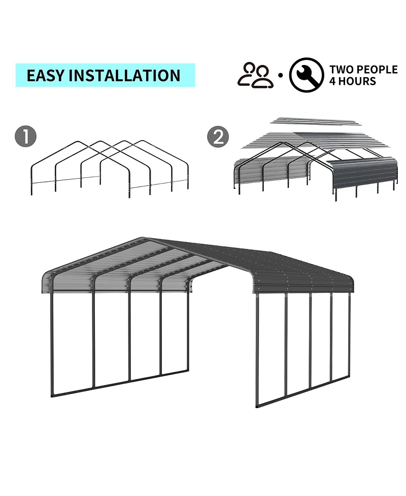 Streamdale Furniture 12x20 Feet Heavy-Duty Galvanized Steel Metal Carport Garage Shelter