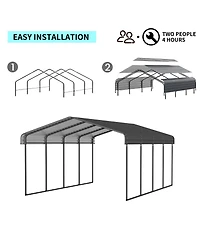 Streamdale Furniture 12x20 Feet Heavy-Duty Galvanized Steel Metal Carport Garage Shelter