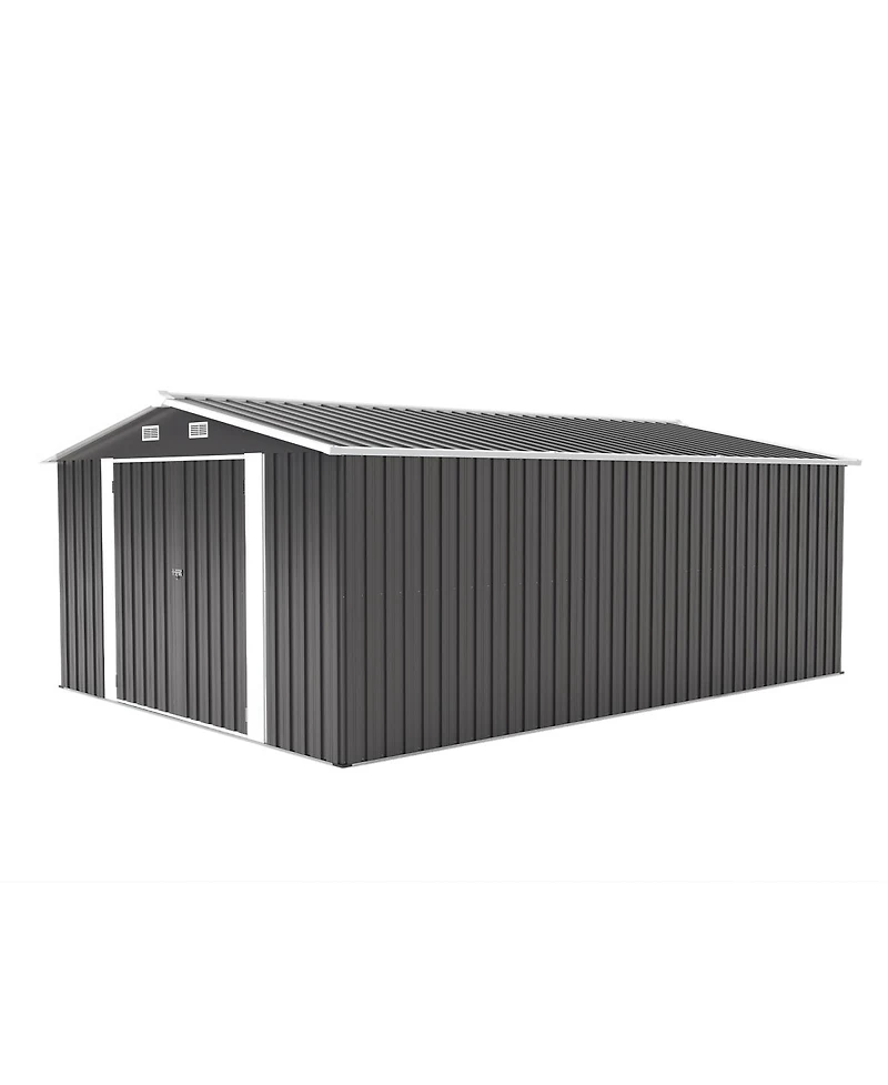 Streamdale Furniture 10x14 Feet Metal Outdoor Storage Shed With 3 Lockable Doors