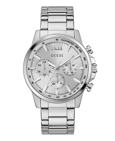 Guess Men's Quartz Silver-Tone Stainless Steel Watch 44mm