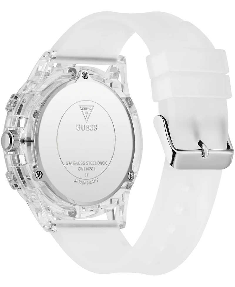 Guess Men's Quartz Clear Silicone Strap Watch 48mm