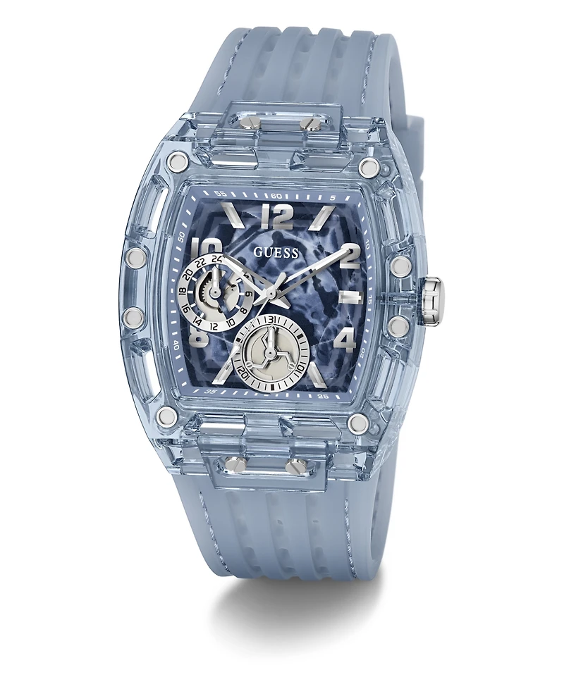 Guess Men's Quartz Blue Silicone Strap Watch 42 mm