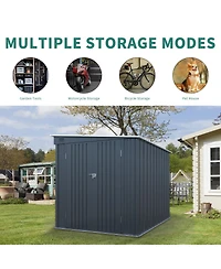 Streamdale Furniture 6x8 Feet Galvanized Steel Outdoor Storage Shed With Lockable Double Doors