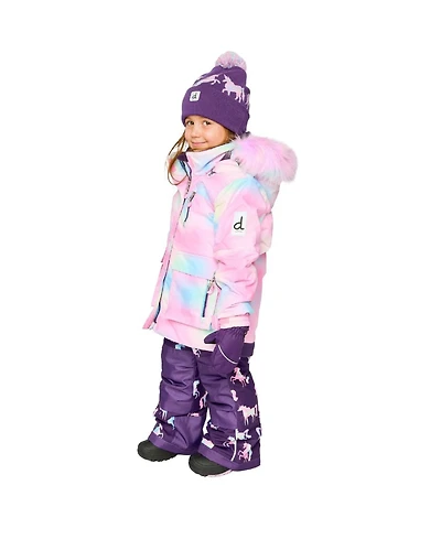 Deux par Little and Big Girl(6-14) Two Piece Play Snowsuit Multicolored with Unicorn Print Pants