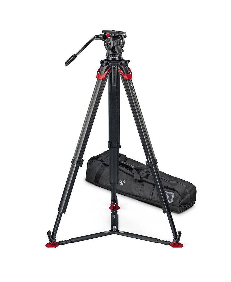Sachtler aktiv10T 100mm Fluid Head with flowtech 100 Carbon Fiber Tripod and Ground Spreader