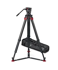 Sachtler aktiv10T 100mm Fluid Head with flowtech 100 Carbon Fiber Tripod and Ground Spreader