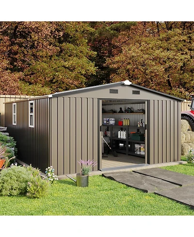 Streamdale Furniture 10x12Feet Steel Storage Shed With Two Windows