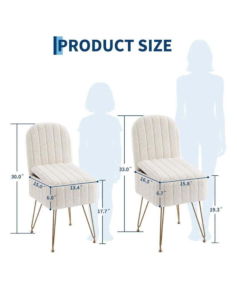 homfan Vanity Stool with Backrest – Modern Teddy Fleece Ottoman Hidden Storage, Large Square Bench, 280 lbs Capacity, Folding