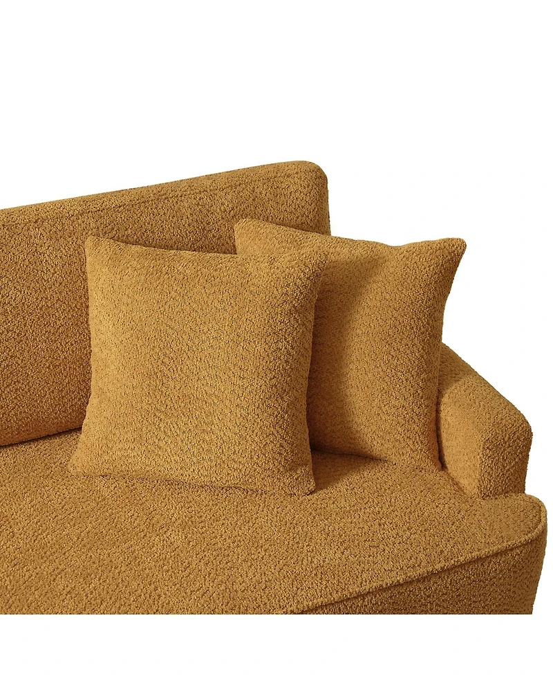 Streamdale Furniture Boucle Indoor Chaise Lounge Chair with Ottoman and 2 Throw Pillows