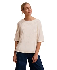 Celtic & Co. Women's Linen Blend Short Sleeve Swing Top