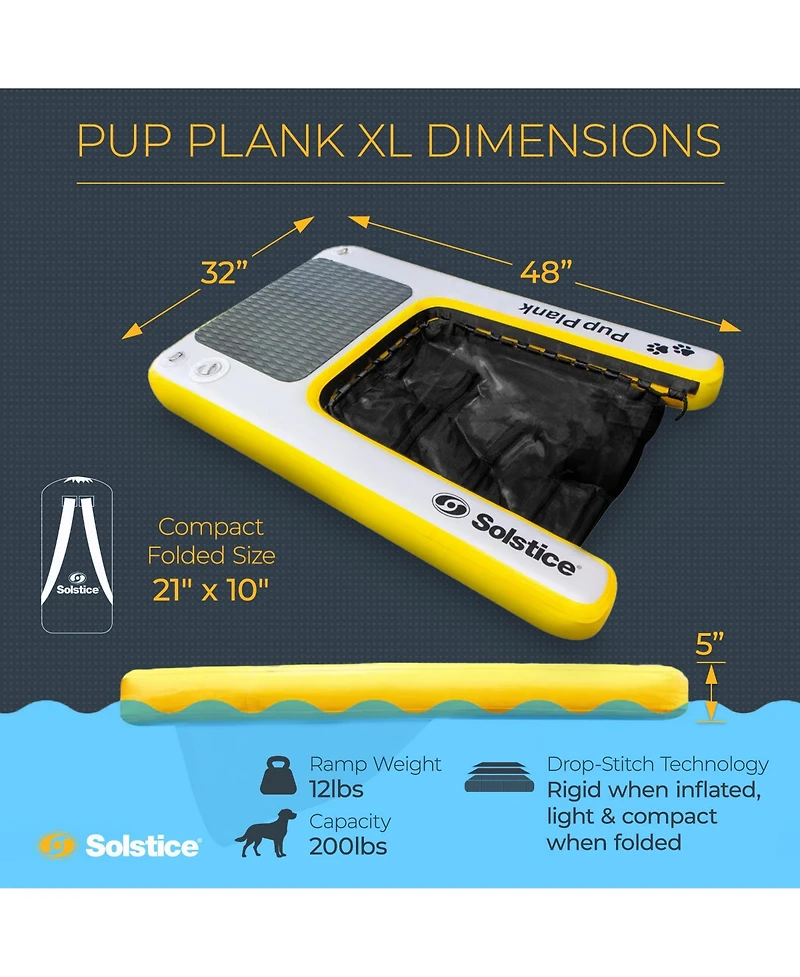 Solstice Original Inflatable Pup Plank Dog Float Floating Ramp Ladder for Pools