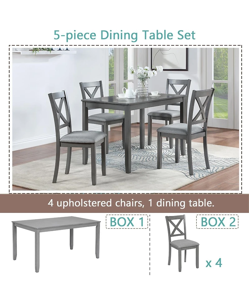 Streamdale Furniture Wooden Rectangular Dining Table Set for 4