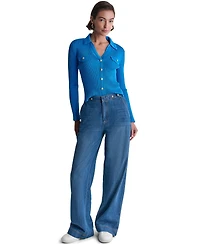Bcbg Women's Wide-Leg Tab Loose-Fit Jeans