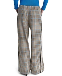 Bcbg Women's Mid-Rise Plaid Wide-Leg Track Pants