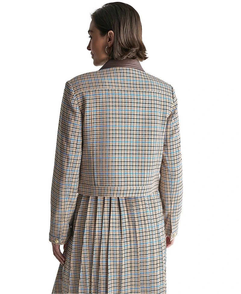 Bcbg Women's Collared Plaid Trucker Jacket