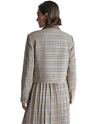 Bcbg Women's Collared Plaid Trucker Jacket