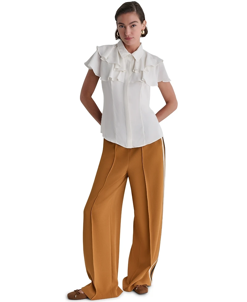Bcbg Women's Button-Front Tiered Ruffle Short-Sleeve Blouse