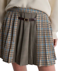 Bcbg Women's Back Zipper Pleated Plaid Mini Skirt