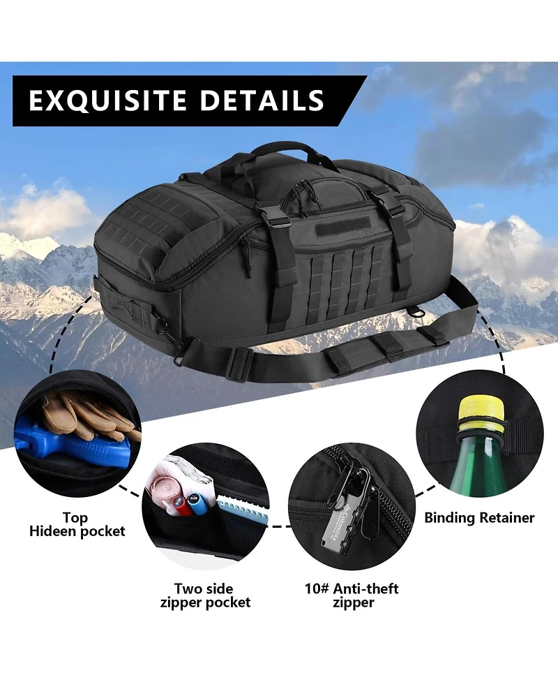Piscifun 65L 3-in-1 Tactical Duffle Bag Molle System Gym Outdoor Travel Bag