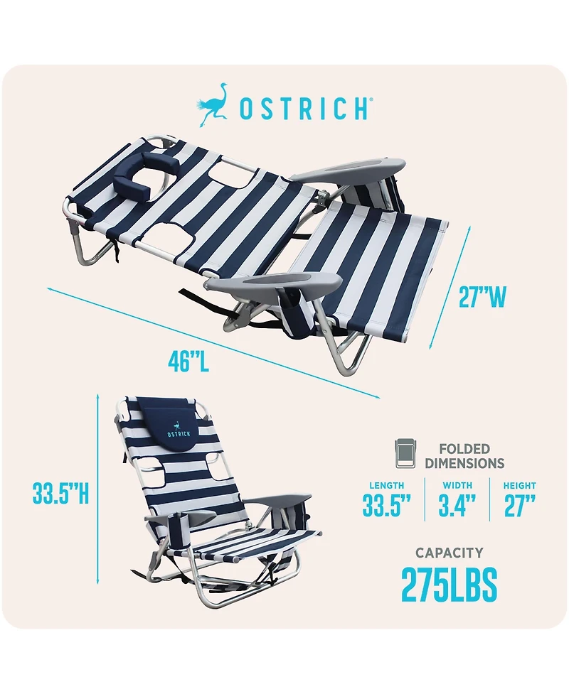 Ostrich The Deluxe Backpacker Portable Beach Chair with Cooler Bag