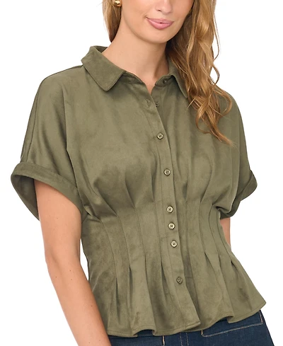 Vince Camuto Women's Short-Sleeve Button-Down Shirt Top